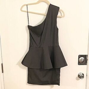 Caribbean Queen One-Shoulder Peplum Mini Cocktail Dress Gray (Size S)